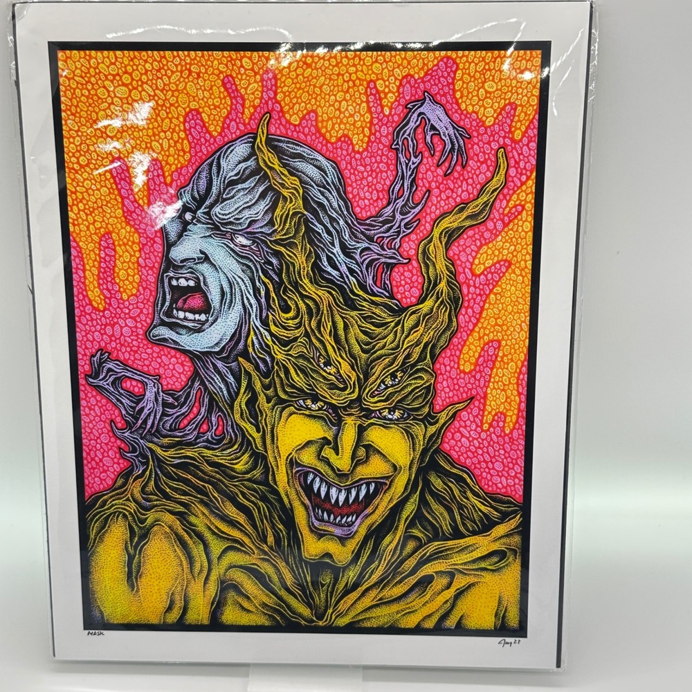 Jay Ghoul "MASK" Signed Horror Art Print 2023 Ghoul Gate Psychedelic Monster 5x7